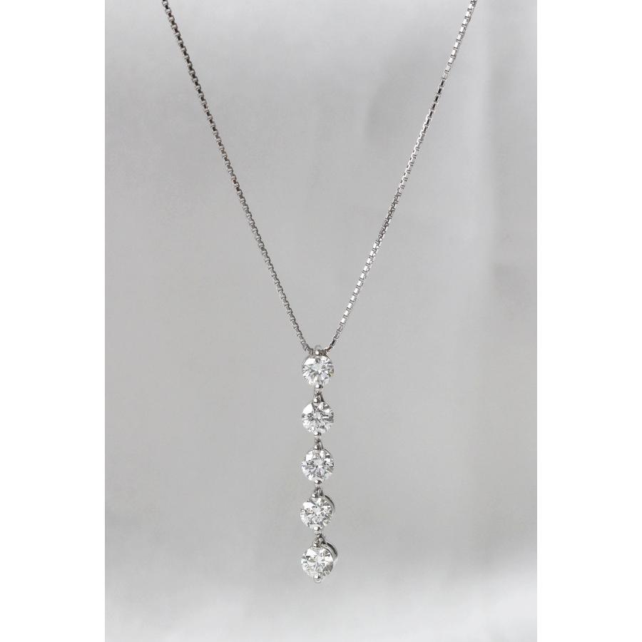 Pt900 ダイヤモンド ネックレス 1.05ct 5連 45cm 4月誕生石 保証書付き 