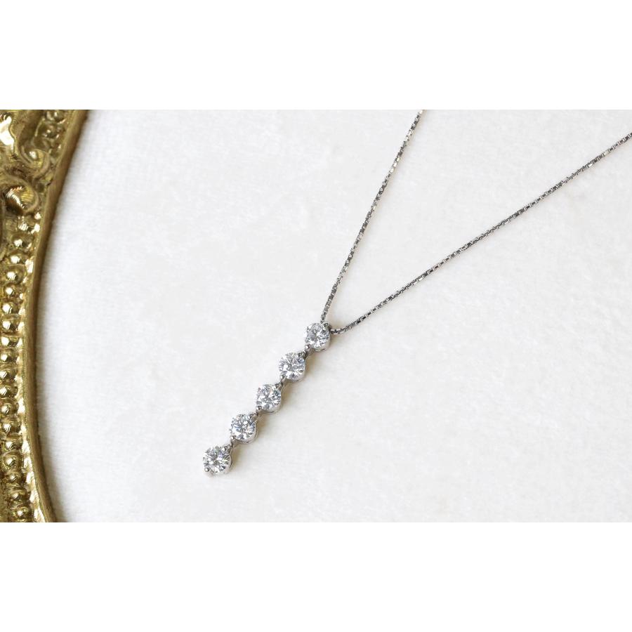 Pt900 ダイヤモンド ネックレス 1.05ct 5連 45cm 4月誕生石 保証書付き 