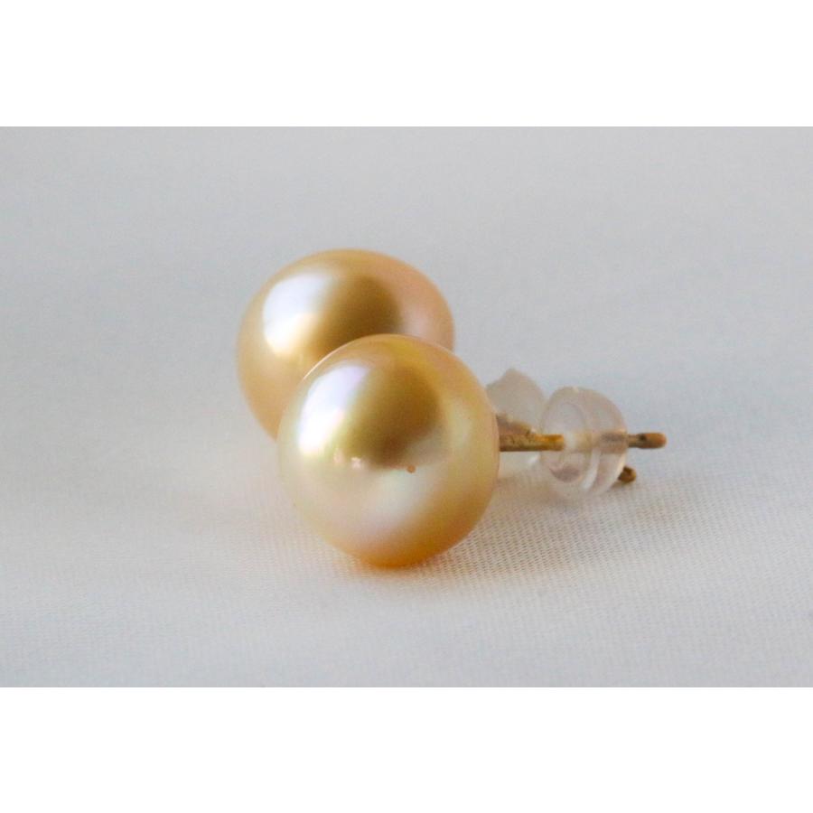K18 南洋白蝶真珠 ピアス パール 大粒 11mm ゴールドカラー 冠婚葬祭 レディース アクセサリー ギフト 保証書付きの画像