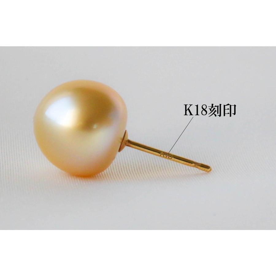 K18 南洋白蝶真珠 ピアス パール 大粒 11mm ゴールドカラー 冠婚葬祭 レディース アクセサリー ギフト 保証書付きの画像