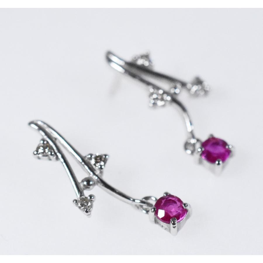 専用 K14WG ダイヤモンド スタッドピアス ルビー ピアス ダイヤモンド ダイヤ K14WG K18WG 14金ホワイト