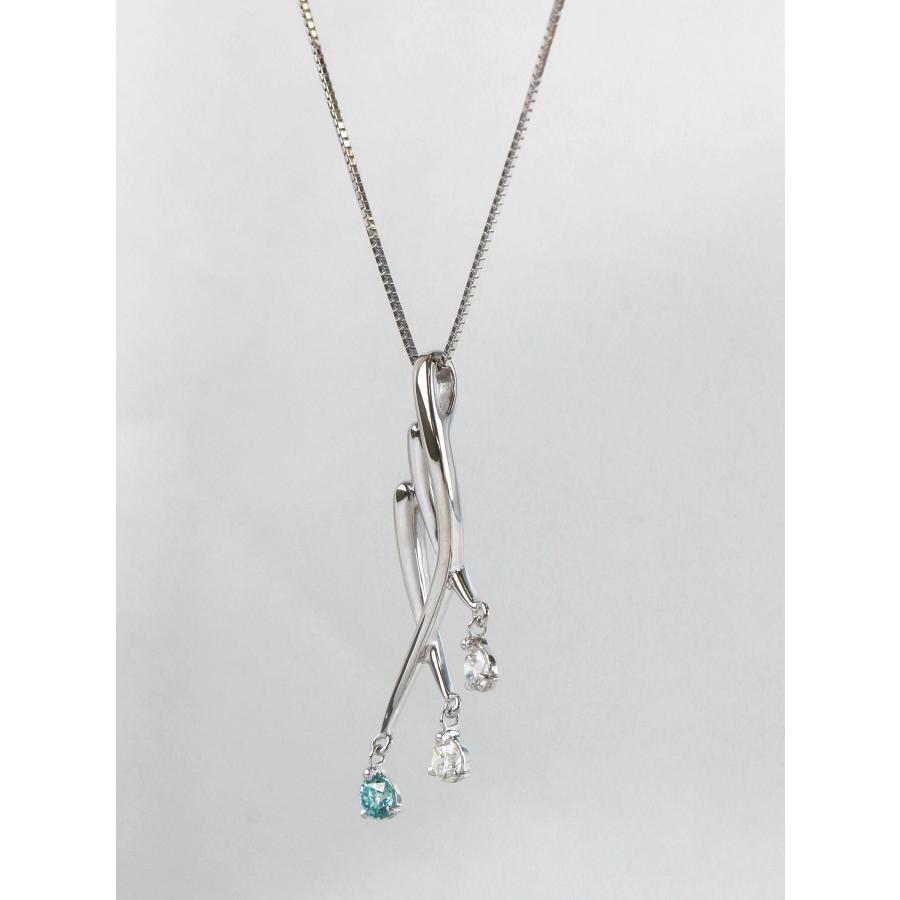 K18 ブルーダイヤモンド ネックレス ホワイトゴールド 0.46ct 45cm 