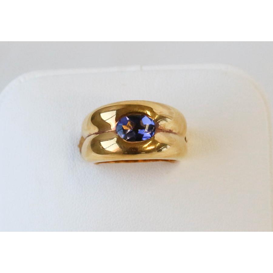 K18 アイオライト リング 指輪 青 ブルー 菫青石 イタリア製 12号