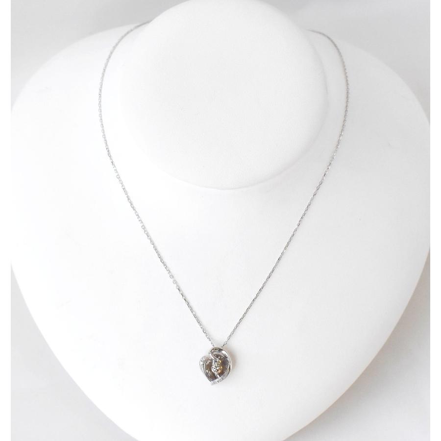 K18 ダイヤモンド ネックレス ホワイトゴールド 揺れる ハート 0.23ct 