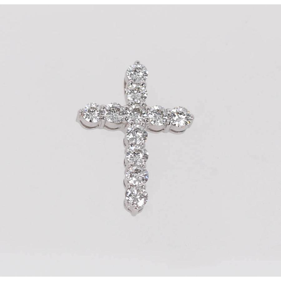 ダイヤモンド K18WG 十字架 クロス ペンダントトップ 0.47ct