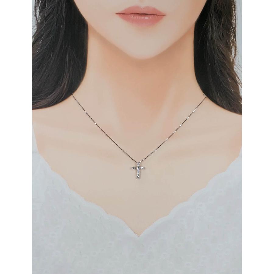 ダイヤモンド K18WG 十字架 クロス ペンダントトップ 0.47ct