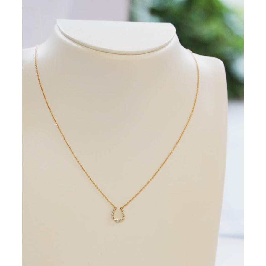 ダイヤモンド　ネックレス　K18PG 　18金　ピンクゴールド　ネックレス　0.110ct　ホースシュー　馬蹄　4月誕生石　プレゼント　送料無料の画像
