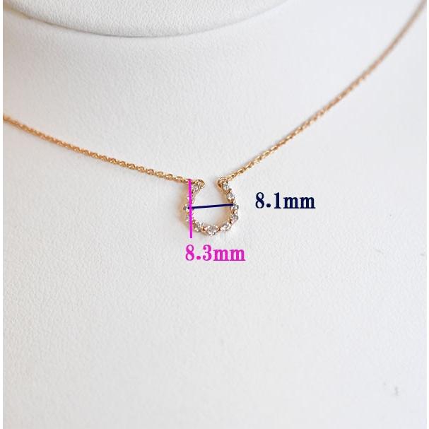 ダイヤモンド　ネックレス　K18PG 　18金　ピンクゴールド　ネックレス　0.110ct　ホースシュー　馬蹄　4月誕生石　プレゼント　送料無料の画像