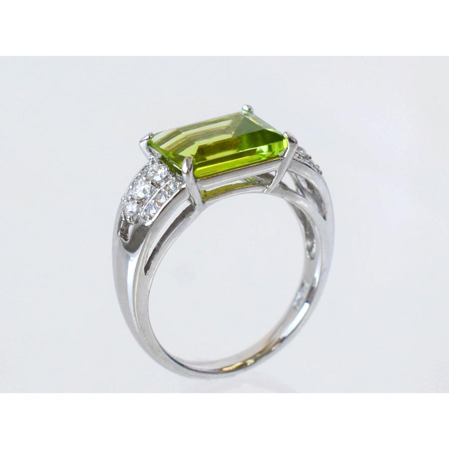 Pt900 ペリドット ダイヤモンド リング 8月誕生石 3.22ct 黄緑 