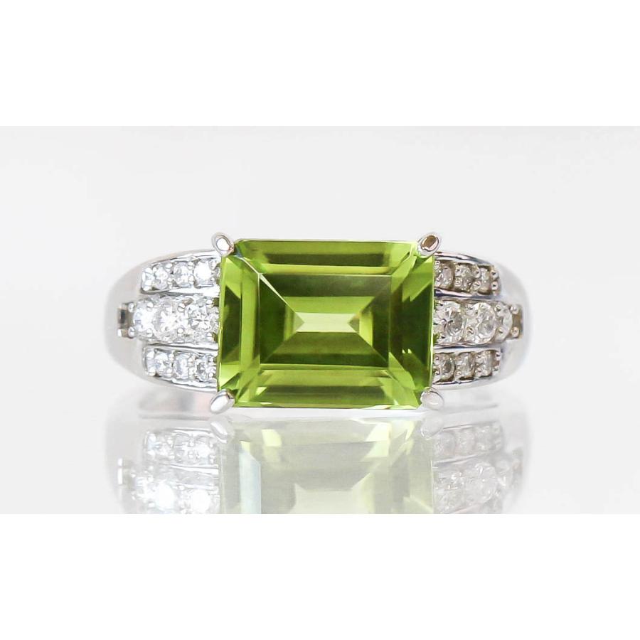 pt900ペリドットダイヤモンドリング Pt900 ペリドット ダイヤモンド リング 8月誕生石 3.22ct 黄緑