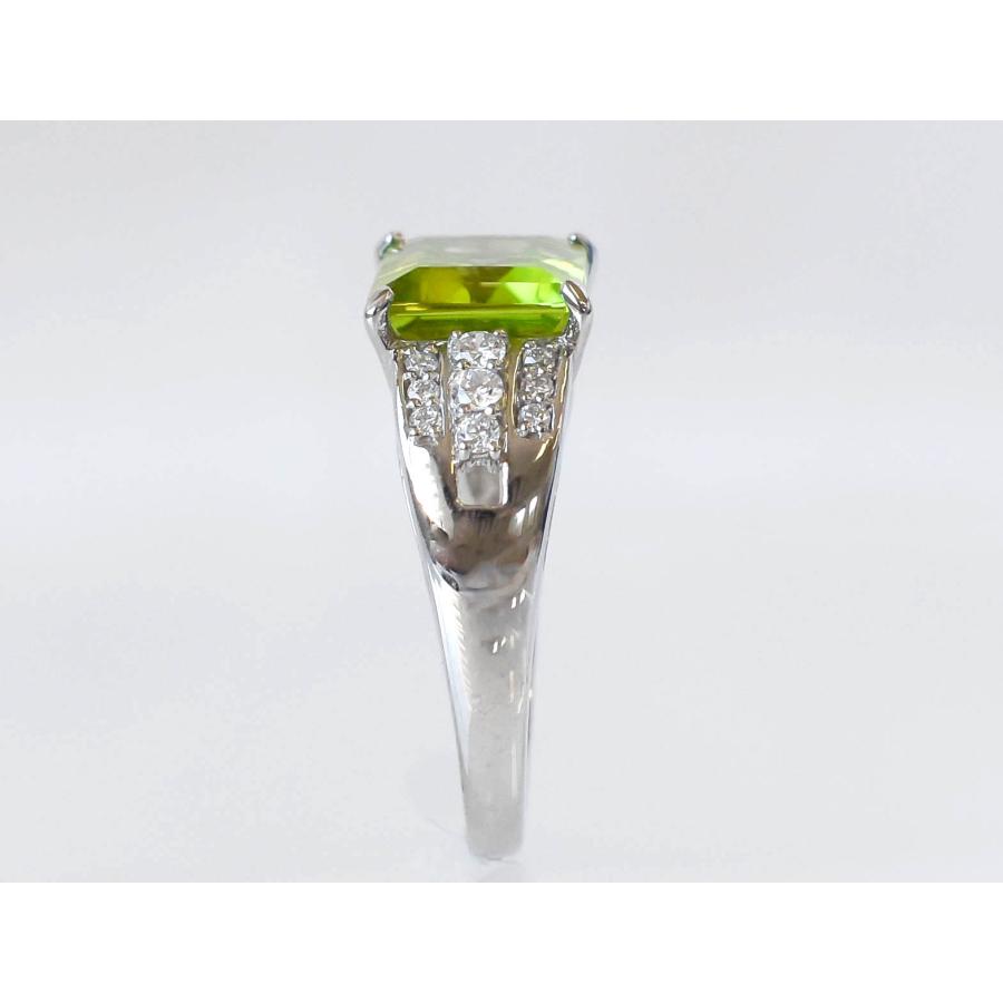 Pt900 ペリドット ダイヤモンド リング 8月誕生石 3.22ct 黄緑 