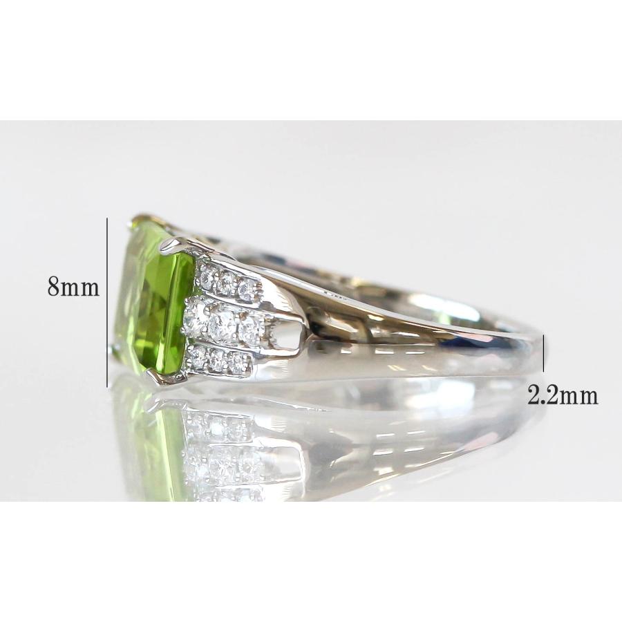 Pt900 ペリドット ダイヤモンド リング 8月誕生石 3.22ct 黄緑