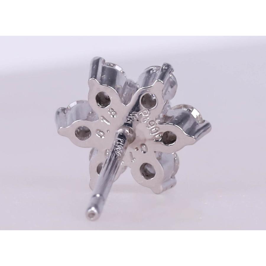 Pt900 イエローダイヤモンド ピアス プラチナ フラワー 花 ダイヤ 黄色
