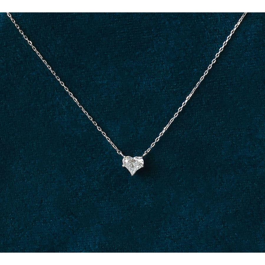 K18 ダイヤモンド ネックレス ホワイトゴールド ハート 一粒 40cm 0.303ct レディース アクセサリー ギフト 保証書付きの画像