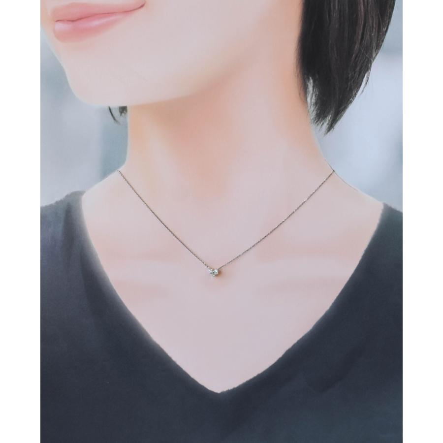 K18 ダイヤモンド ネックレス ホワイトゴールド ハート 一粒 40cm 0.303ct レディース アクセサリー ギフト 保証書付きの画像