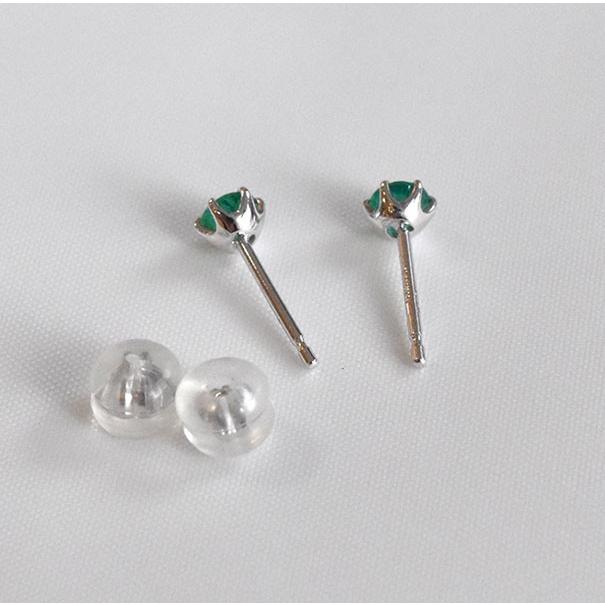 エメラルド K18WG  ピアス 18金 ホワイトゴールド スタッド emerald earrings 緑 グリーン 5月 誕生石 安心の宝石保証書付き 送料無料の画像