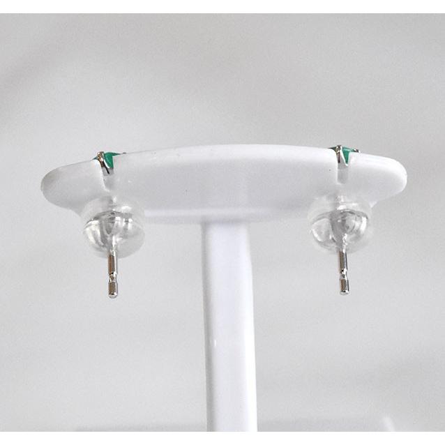 エメラルド K18WG  ピアス 18金 ホワイトゴールド スタッド emerald earrings 緑 グリーン 5月 誕生石 安心の宝石保証書付き 送料無料の画像