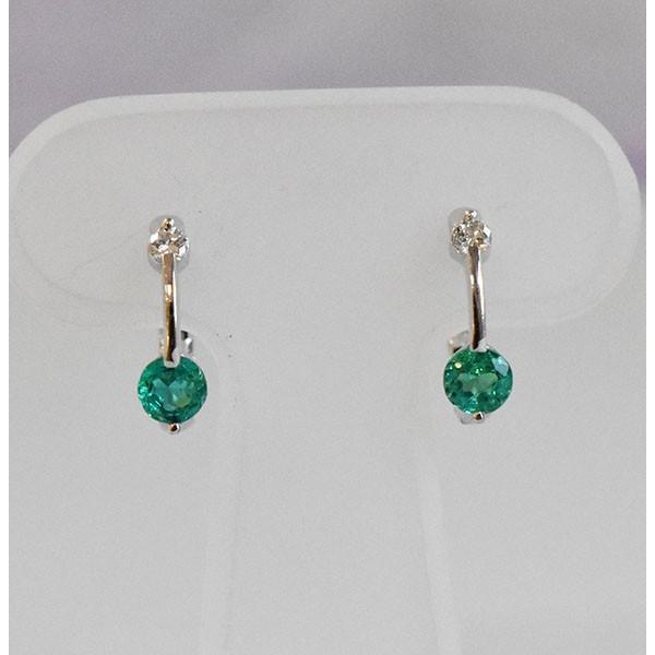 エメラルド　ピアス　K18 WG　ダイヤモンド　ホワイトゴールド　18金　リングピアス　5月　4月　誕生石　emerald　グリーン　緑の画像
