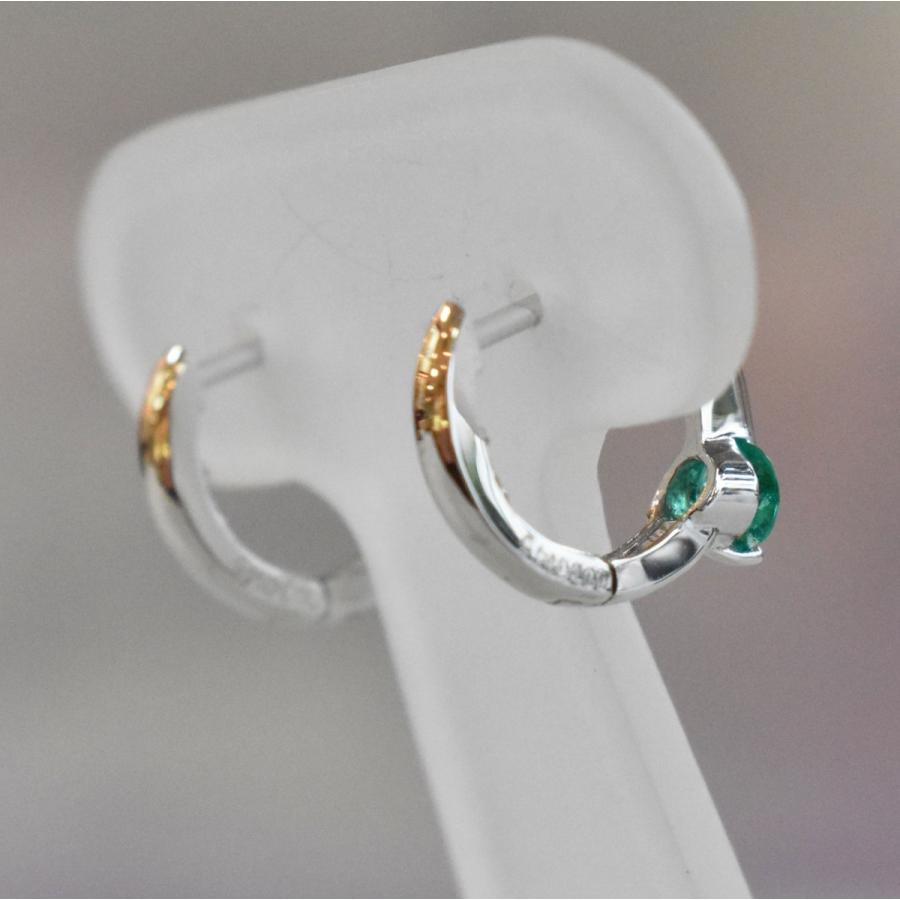 エメラルド　ピアス　K18 WG　ダイヤモンド　ホワイトゴールド　18金　リングピアス　5月　4月　誕生石　emerald　グリーン　緑の画像