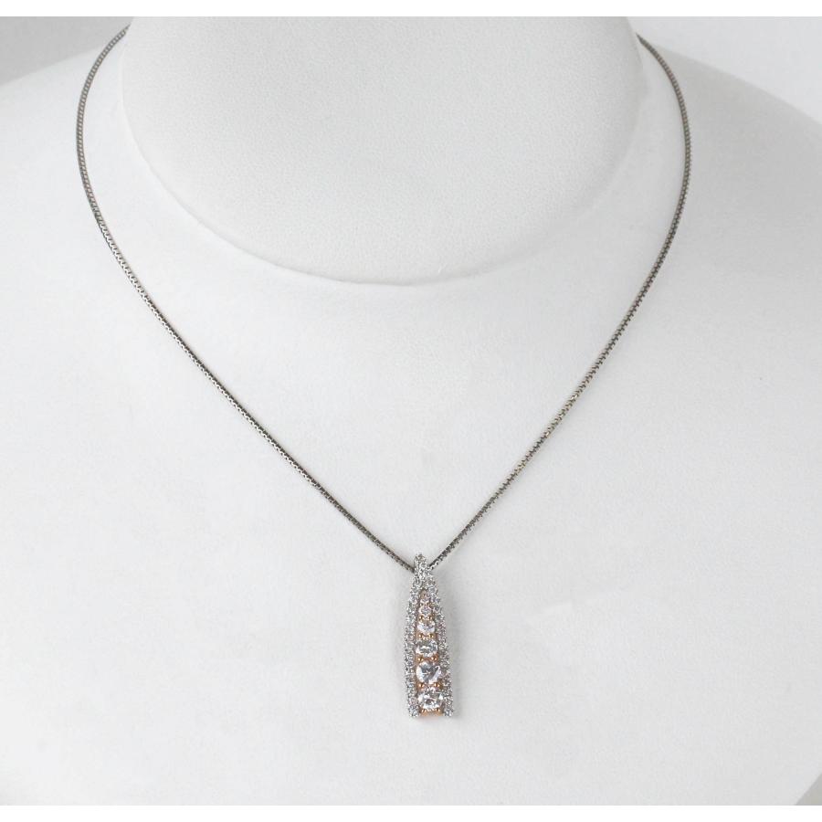 Pt850 ダイヤモンド ネックレス ピンクゴールド プラチナ 0.75ct 45cm 