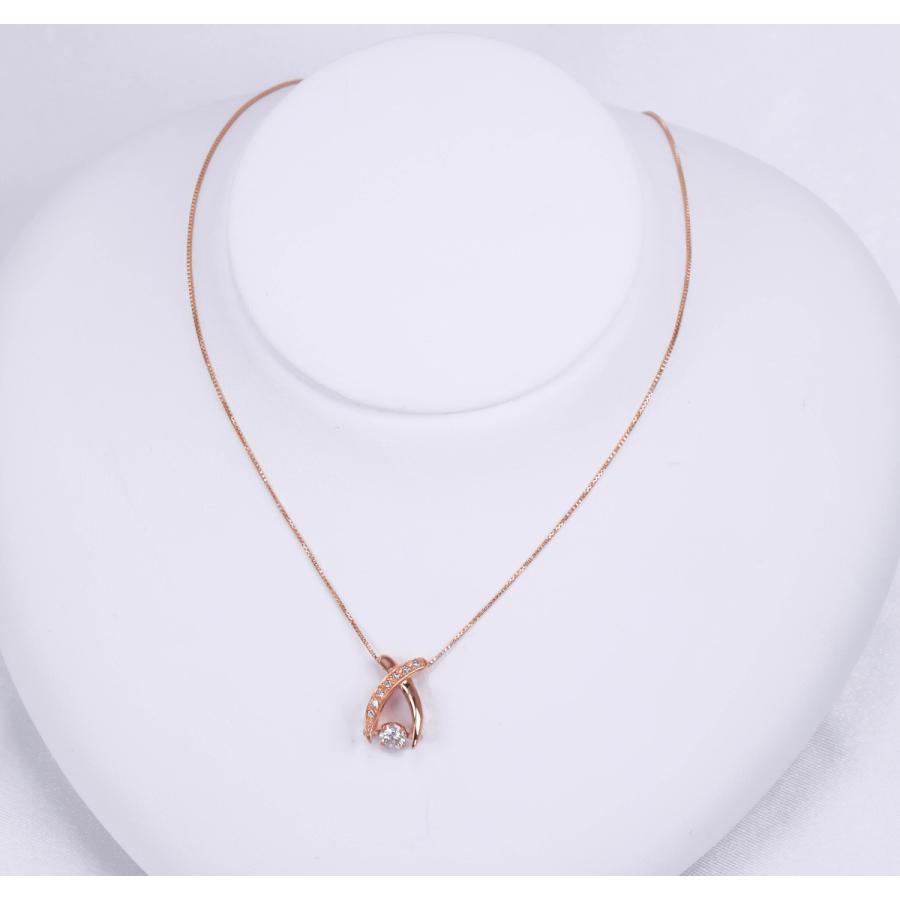 K18 ダイヤモンド ピンクゴールド ネックレス 0.2ct ダンシングストーン 揺れる 45cm アジャスター付き 宝石保証書付き レディース アクセサリープレゼントの画像