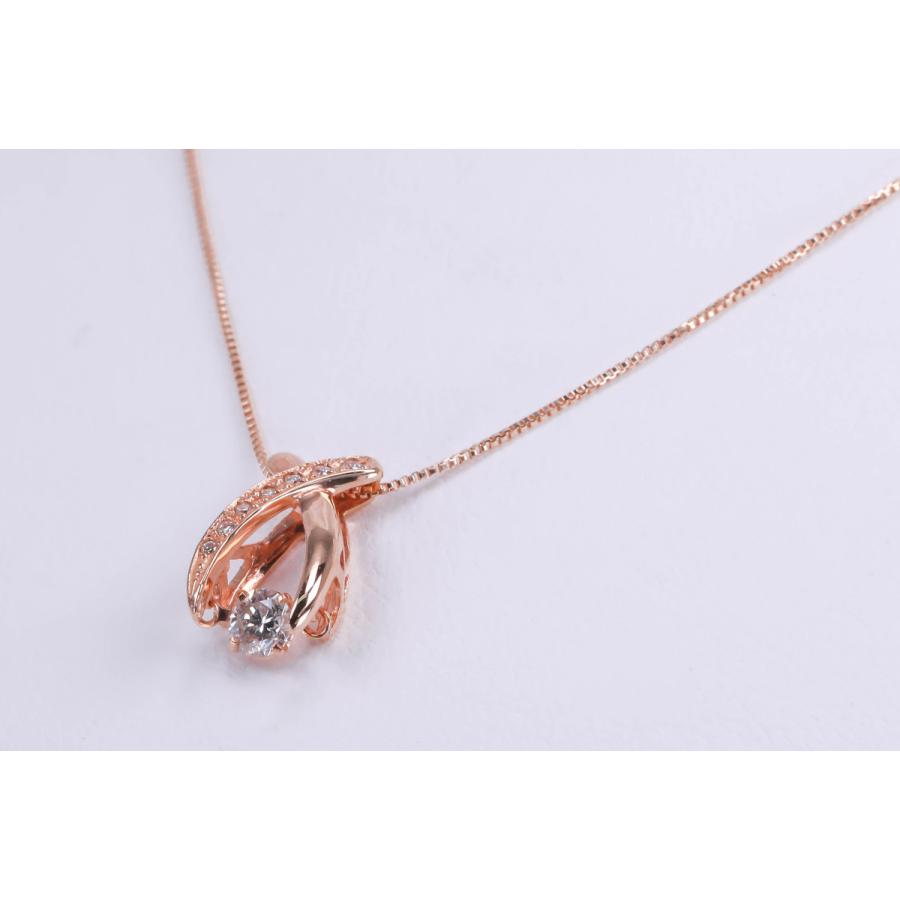K18 ダイヤモンド ピンクゴールド ネックレス 0.2ct ダンシングストーン 揺れる 45cm アジャスター付き 宝石保証書付き レディース アクセサリープレゼントの画像