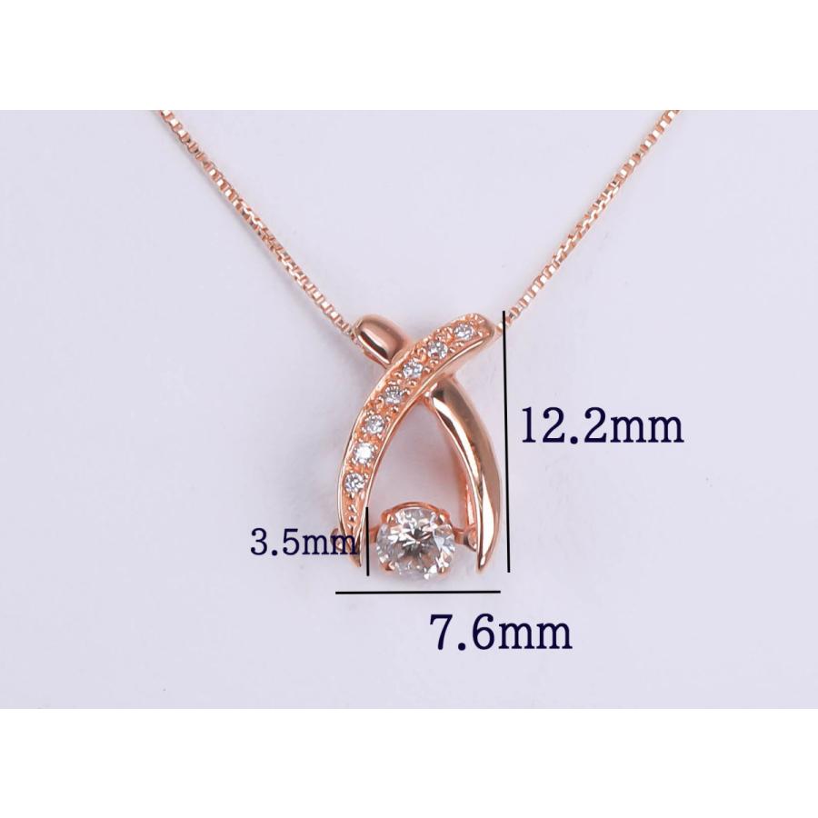 K18 ダイヤモンド ピンクゴールド ネックレス 0.2ct ダンシングストーン 揺れる 45cm アジャスター付き 宝石保証書付き レディース アクセサリープレゼントの画像