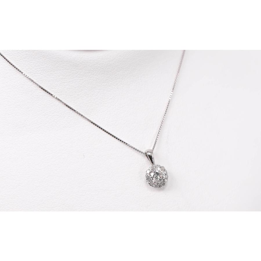 ダイヤモンド Pt900 K18WG ネックレス 0.468ct エレガント 40cm ベネチアンチェーン 4月 誕生石 安心の宝石保証書付き 送料無料 Diamond necklaceの画像