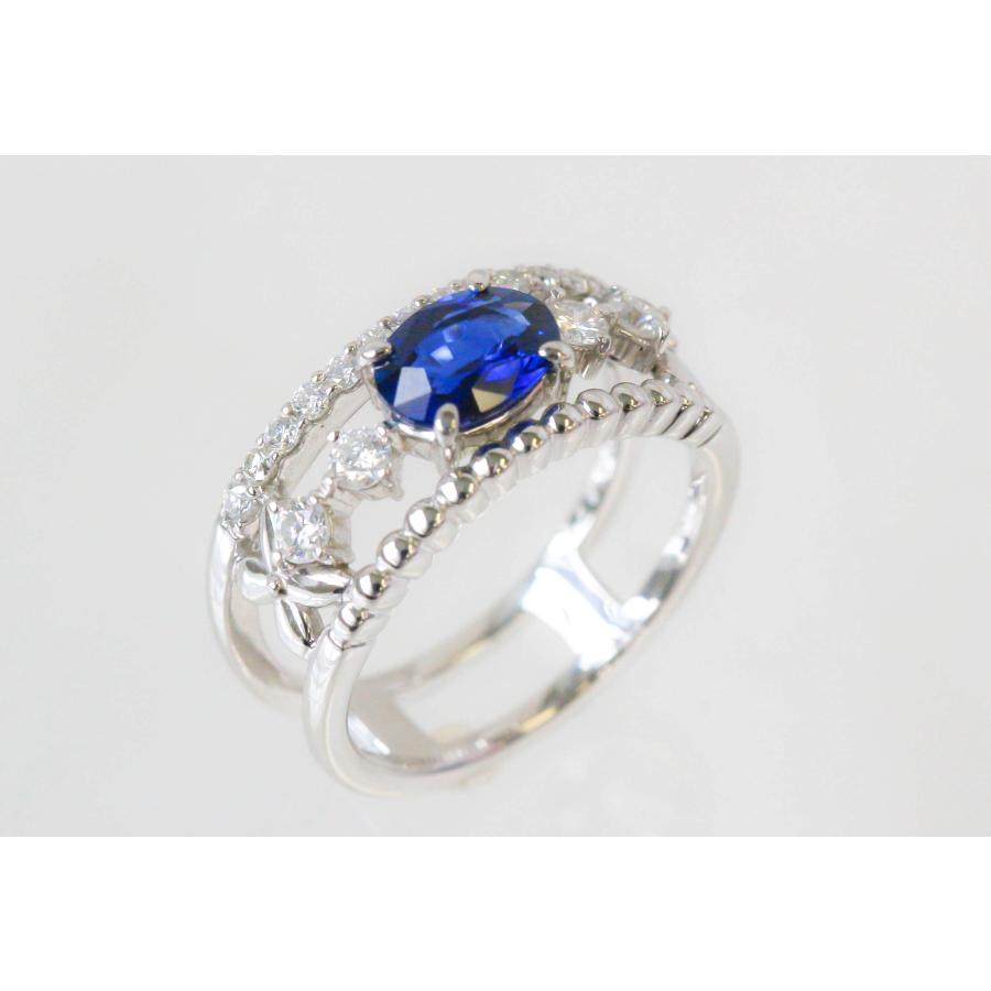 Pt900 サファイア ダイヤモンド リング 12号 1.170ct 9月 誕生石