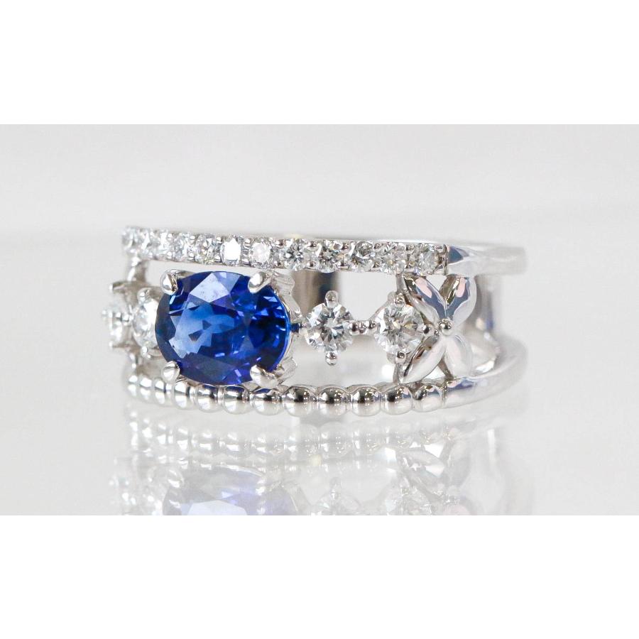 Pt900 サファイア ダイヤモンド リング 12号 1.170ct 9月 誕生石
