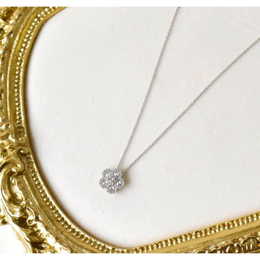Pt900プラチナ ネックレス フラワーモチーフ Pt900 ダイヤモンド ネックレス 45cm フラワーモチーフ 0.6ct プラチナ
