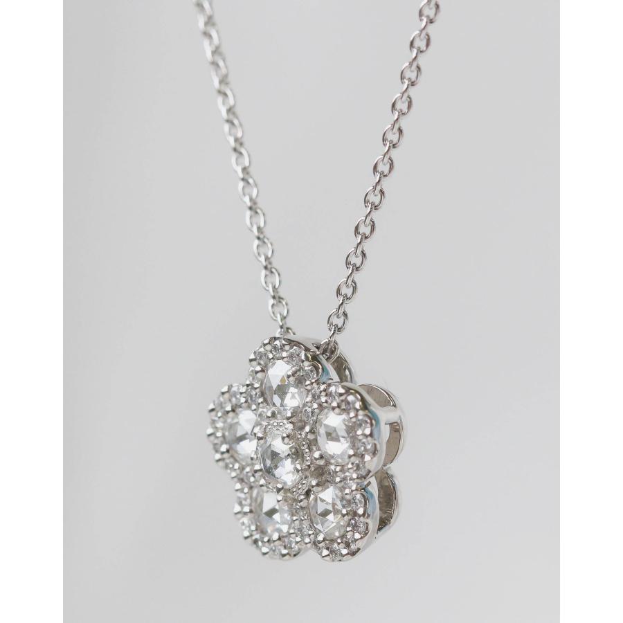 Pt900 ダイヤモンド ネックレス 45cm フラワーモチーフ 0.6ct プラチナ