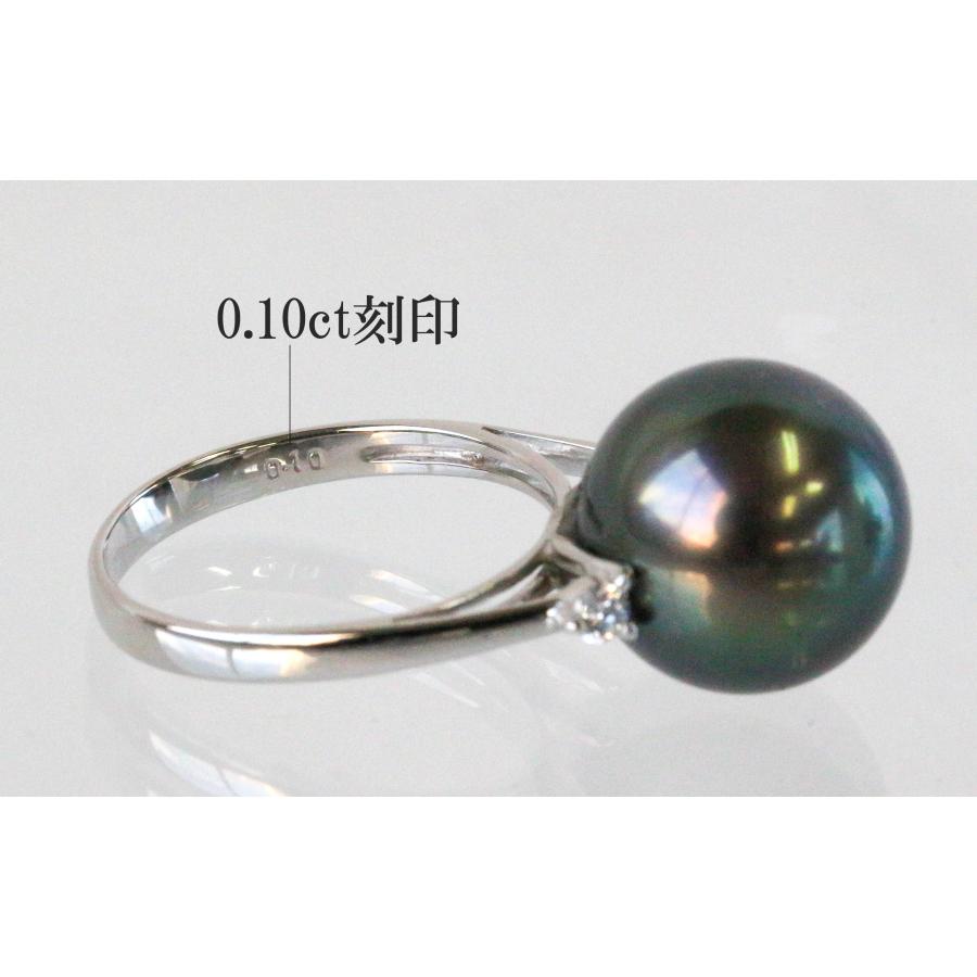 Pt900 タヒチパール リング タヒチ真珠 プラチナ ダイヤモンド 指輪 
