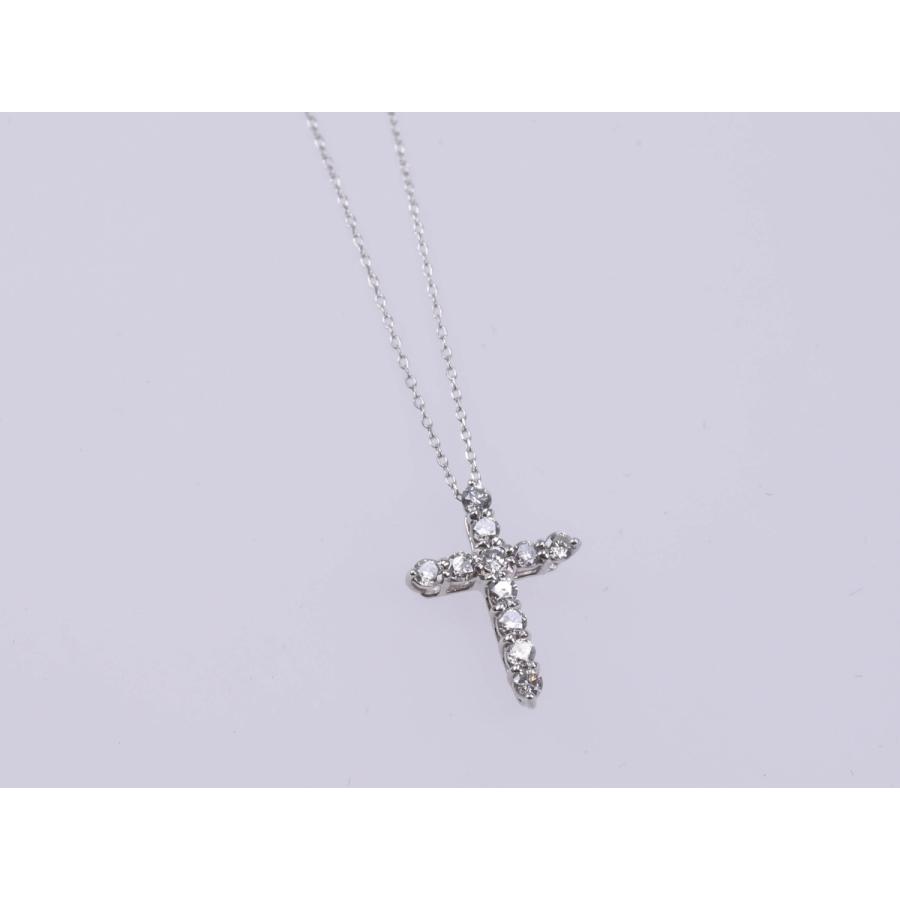 K18 ダイヤモンド ネックレス ホワイトゴールド 十字架 クロス クリスチャン 0.2ct 40cm 4月誕生石 宝石保証書付き レディース アクセサリー プレゼントの画像