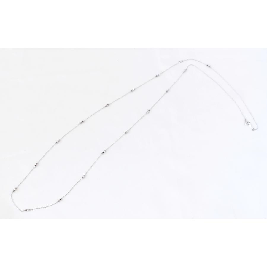 K18WG ロングネックレス ミラーボール 80cm ホワイトゴールド 保証書付き 重ねづけ 普段使い シンプル レディース アクセサリーの画像