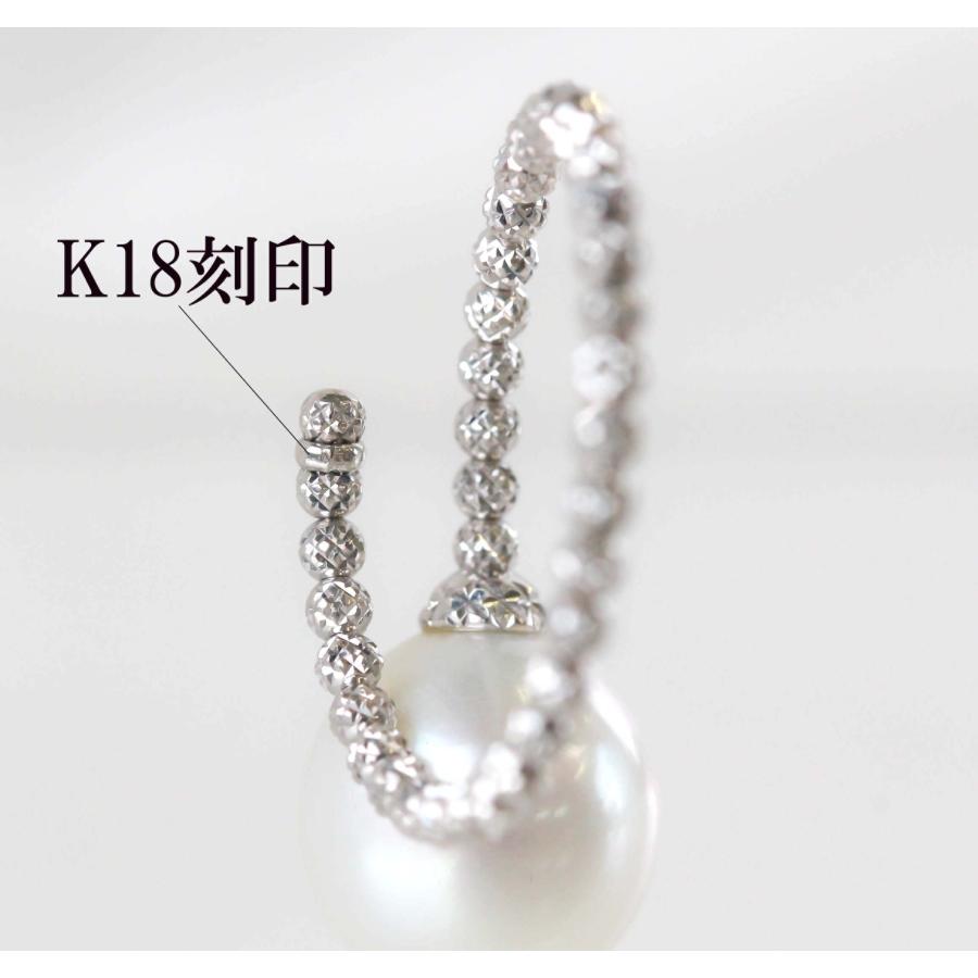 K18WG 南洋パール 10.7mm フリーサイズリング ミラーボール 12号〜17号対応 ホワイトゴールド 宝石保証書付き Adjustable Ring South Sea Pearl 18K White Goldの画像