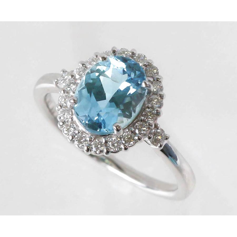 Pt900 アクアマリン 1.68ct ダイヤモンド 0.28ct リング プラチナ 指輪