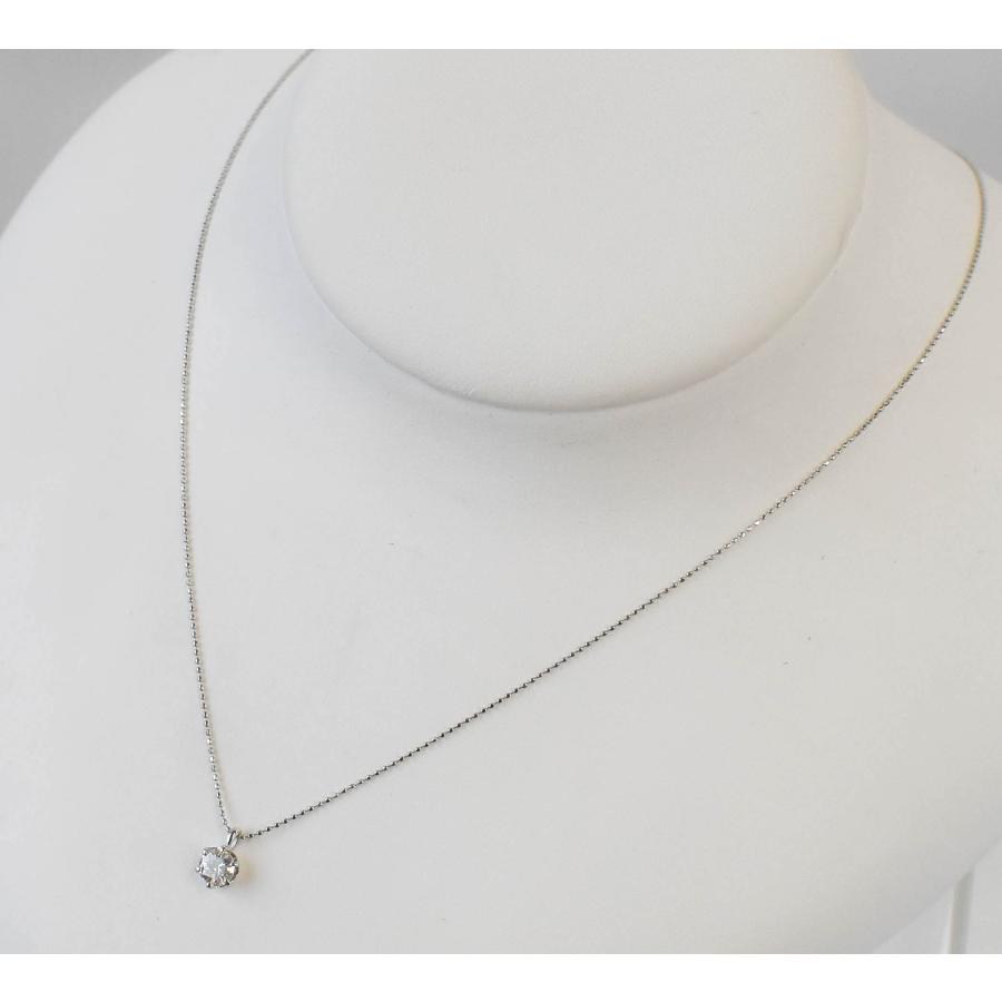 Pt900 K18WG ダイヤモンド ネックレス 0.34ct 一粒 ホワイトゴールド