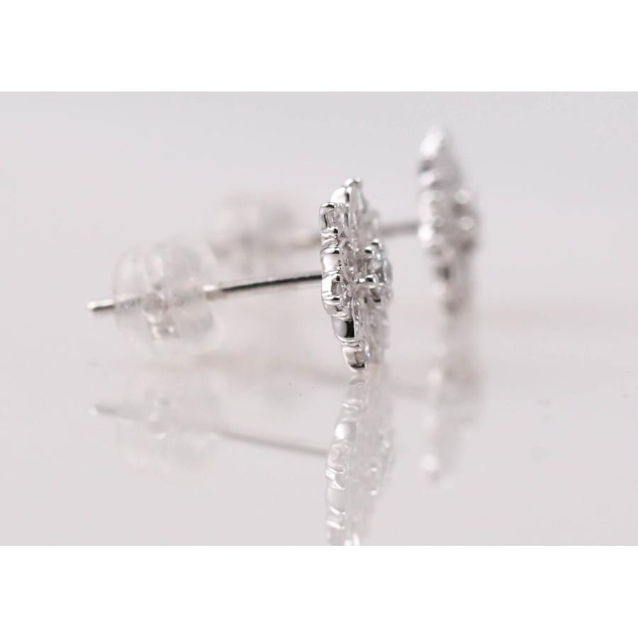 ダイヤモンド K18WG ピアス 0.26ct ホワイトゴールド 花 フラワー エレガント 4月 誕生石 プレゼント 安心の宝石保証書付き 送料無料の画像