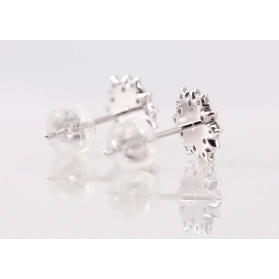 ダイヤモンド K18WG ピアス 0.26ct ホワイトゴールド 花 フラワー エレガント 4月 誕生石 プレゼント 安心の宝石保証書付き 送料無料の画像