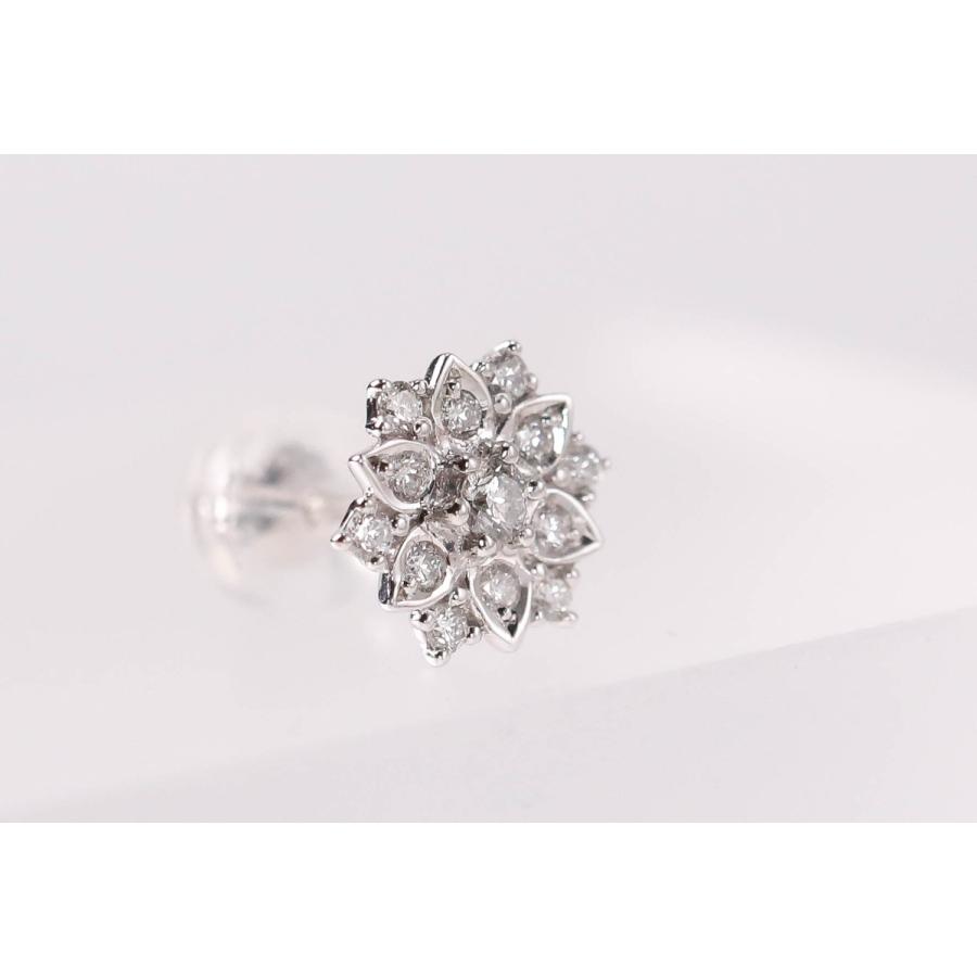 ダイヤモンド K18WG ピアス 0.26ct ホワイトゴールド 花 フラワー エレガント 4月 誕生石 プレゼント 安心の宝石保証書付き 送料無料の画像