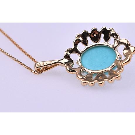 ターコイズ ネックレス K10YG トルコ石 ゴールド ペンダント 12月  