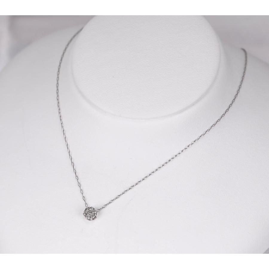 Pt900 ダイヤモンド ネックレス プラチナ ペンダント 花 フラワーモチーフ 0.1ct 40cm ４月誕生石 レディース アクセサリー宝石保証書付きの画像