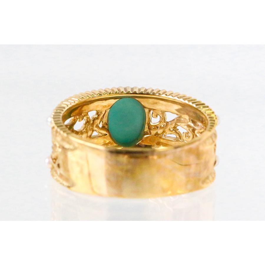 k18 トルコ石　リング　12号　新品 トルコ石 リング ターコイズ K18 イエローゴールド 指輪 1.04ct