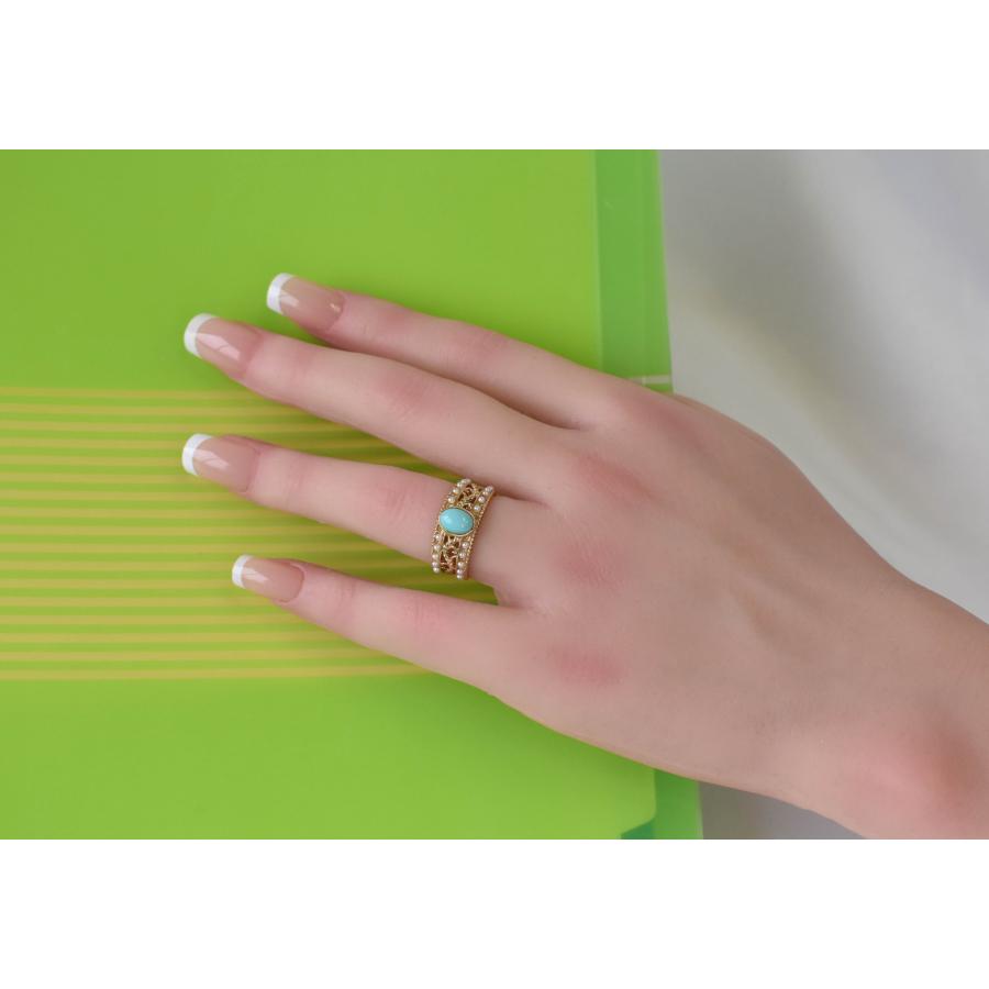 トルコ石 リング ターコイズ K18 イエローゴールド 指輪 1.04ct