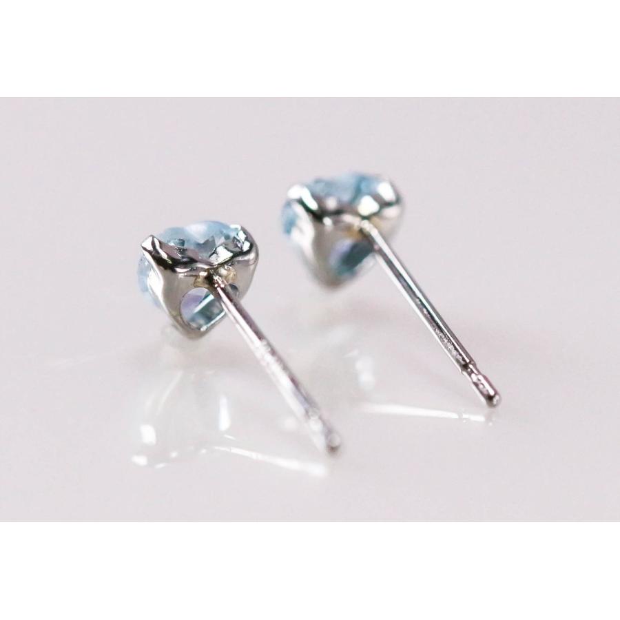 アクアマリン プラチナ ピアス ハート Pt900 0.5ct ブルー アクア