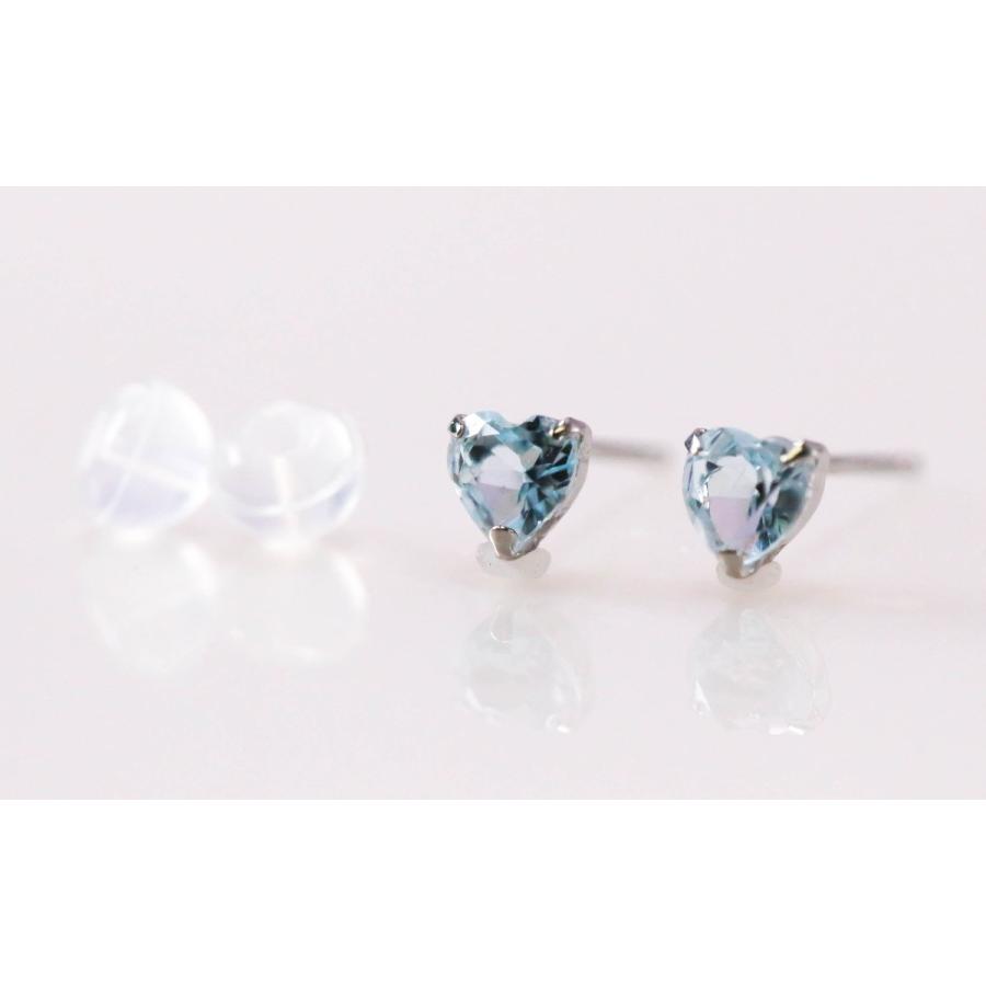 アクアマリン プラチナ ピアス ハート Pt900 0.5ct ブルー アクア