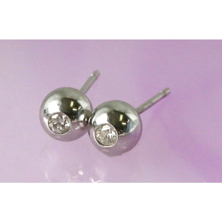 K18WG ダイヤモンド ピアス 丸玉 スタッドピアス 0.1ct ホワイト 