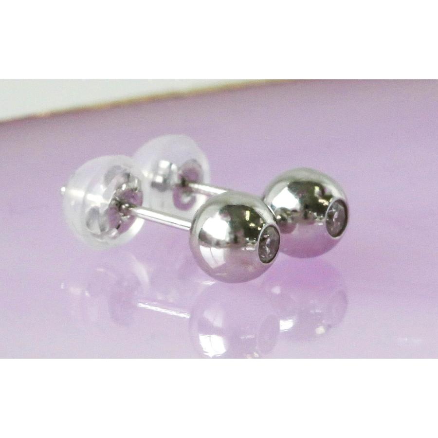K18WG ダイヤモンド ピアス 丸玉 スタッドピアス 0.1ct ホワイト 
