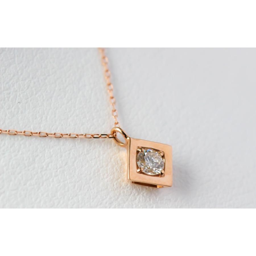 K18PG ダイヤモンド ネックレス ピンクゴールド 0.1ct 4月誕生石 普段 
